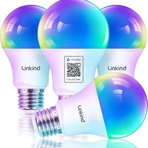 Linkind Matter WiFi Smart Light Bulbs Work with Apple Home/Siri/Google Home/Alex